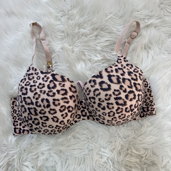 Incredible By Victoria Secret Lined Demi Bra Push Up Leopard Underwire 34D - Picture 1 of 5